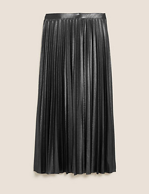 Jersey Metallic Pleated Midi Skirt Image 2 of 6