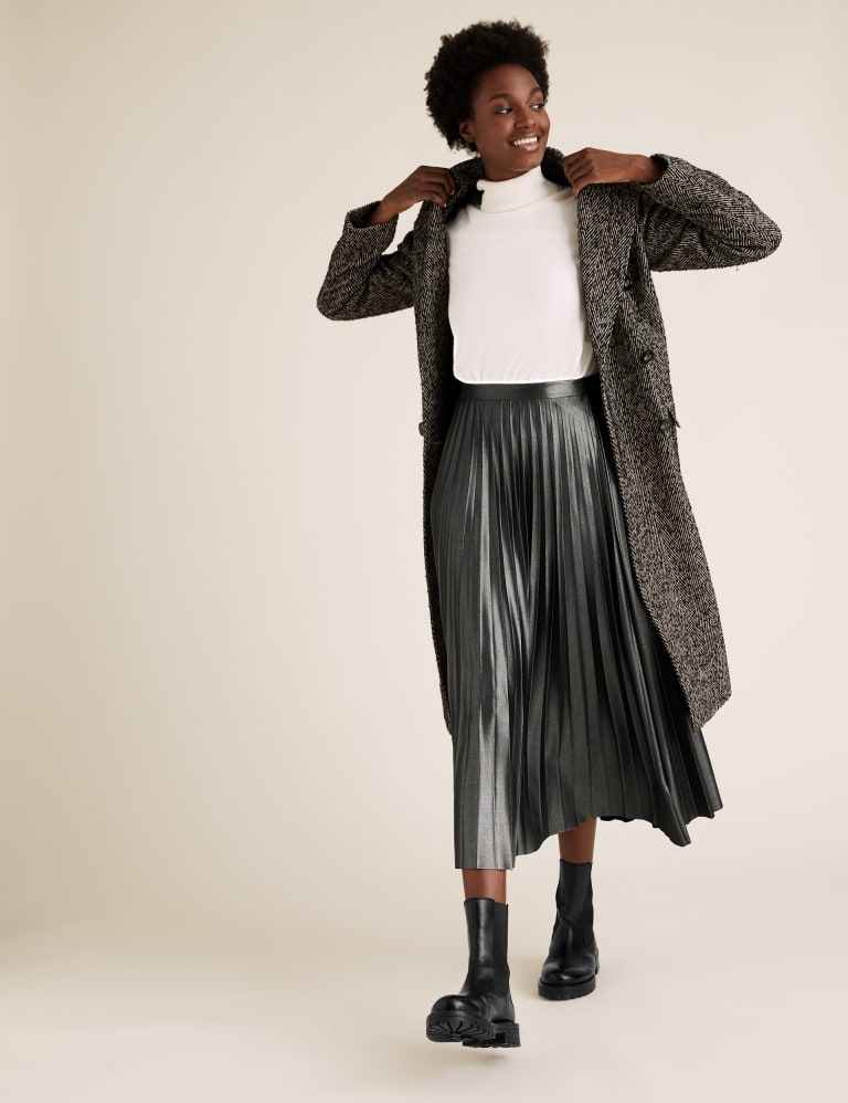 Grey metallic sale pleated skirt