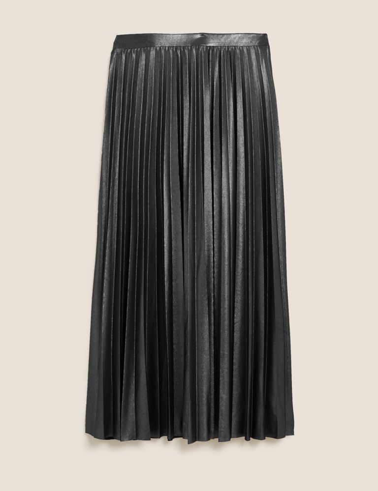 Jersey Metallic Pleated Midi Skirt 2 of 6