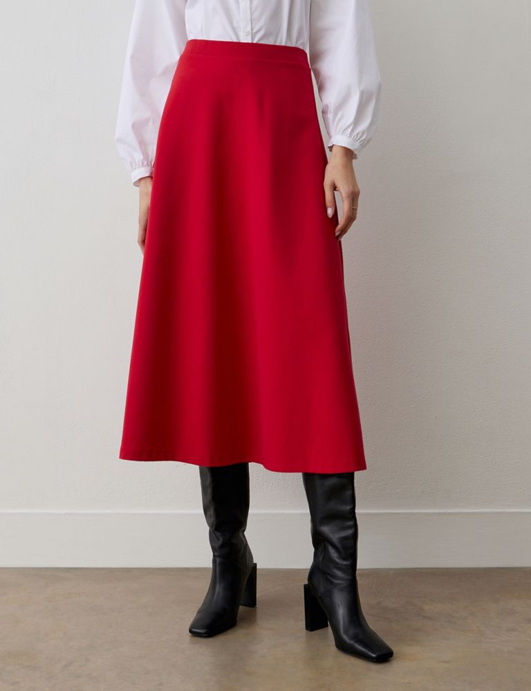 Jersey Midi A-Line Skirt 2 of 5