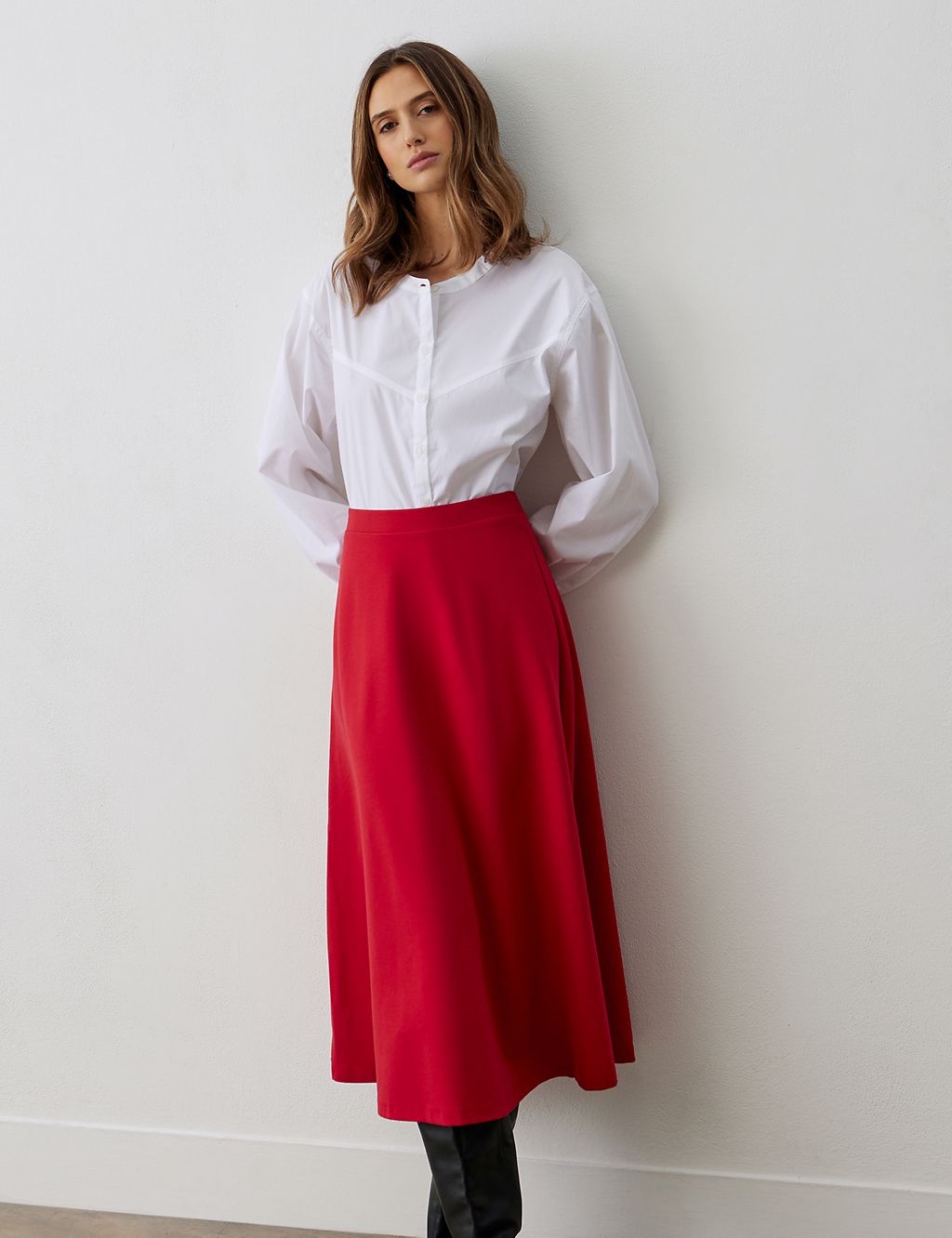 Jersey Midi A-Line Skirt 4 of 5