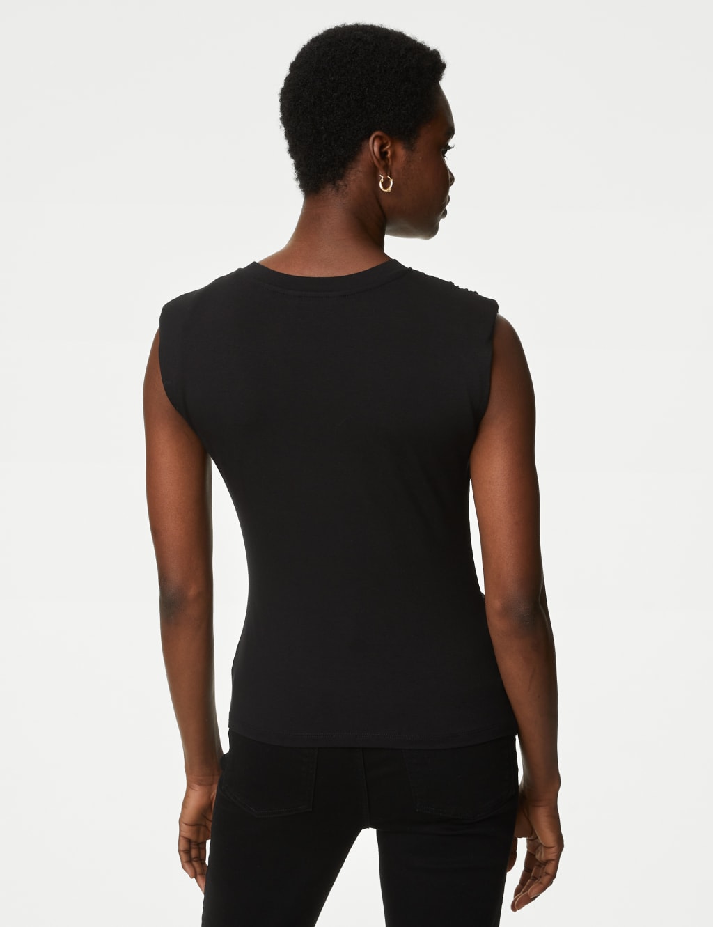 Black padded shoulder best sale top