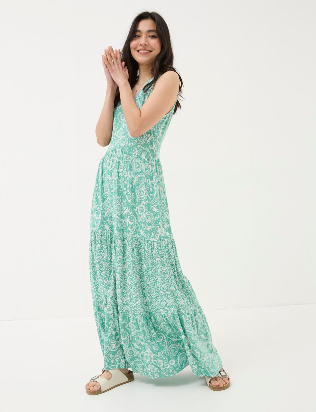 Jersey Paisley V-Neck Tiered Maxi Dress 3 of 6