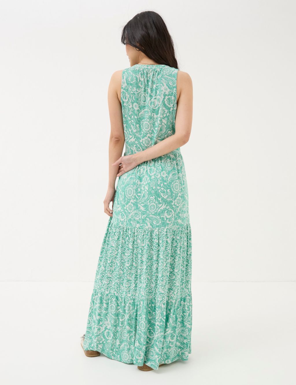 Jersey Paisley V-Neck Tiered Maxi Dress 2 of 6