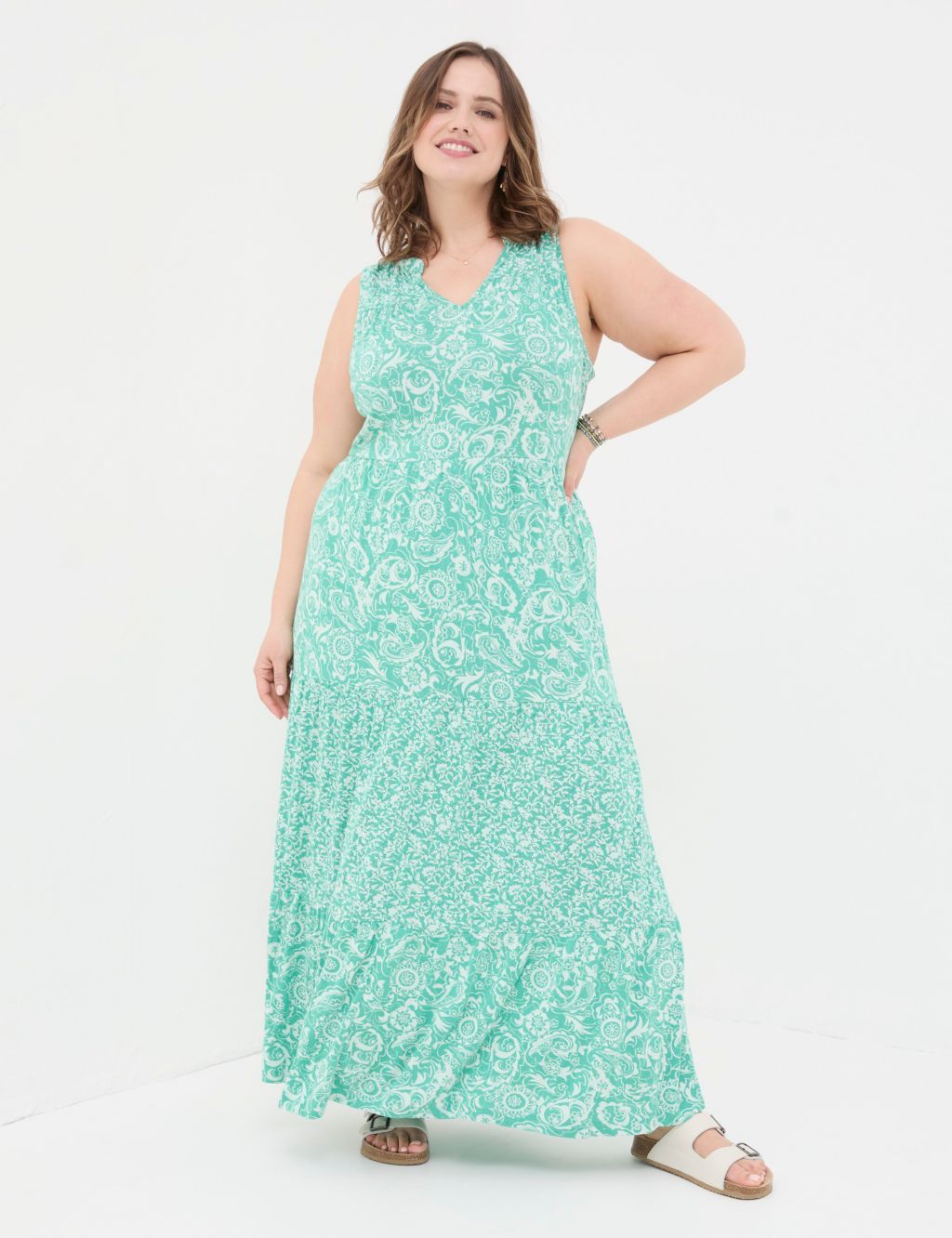 Jersey Paisley V-Neck Tiered Maxi Dress 6 of 6