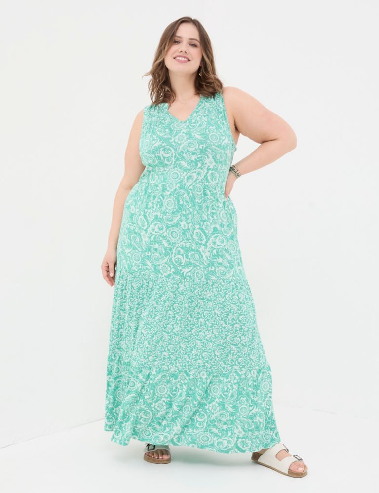 Jersey Paisley V-Neck Tiered Maxi Dress 6 of 6