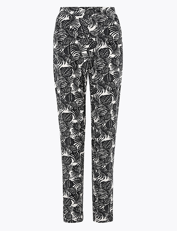 Jersey Palm Print Tapered Trousers Image 1 of 1