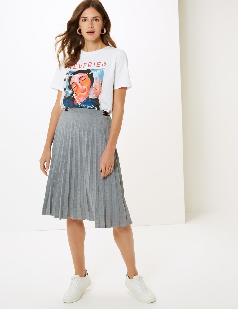 Jersey Pleated Midi Skirt M S Collection M S