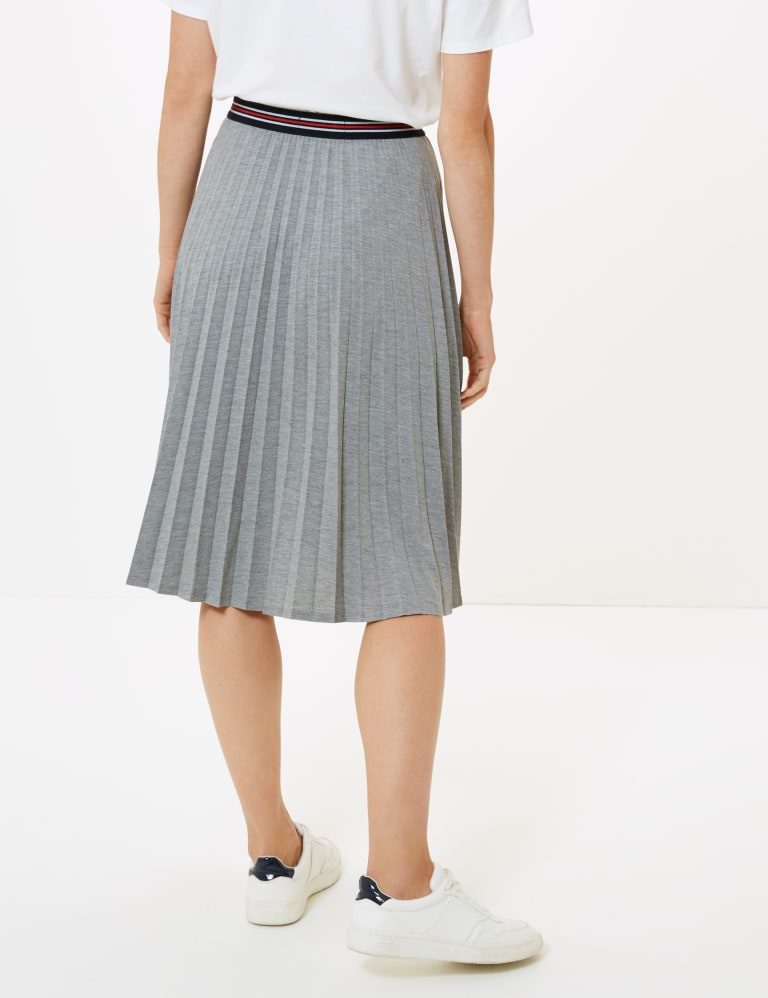 Grey pleated jersey midi skirt sale