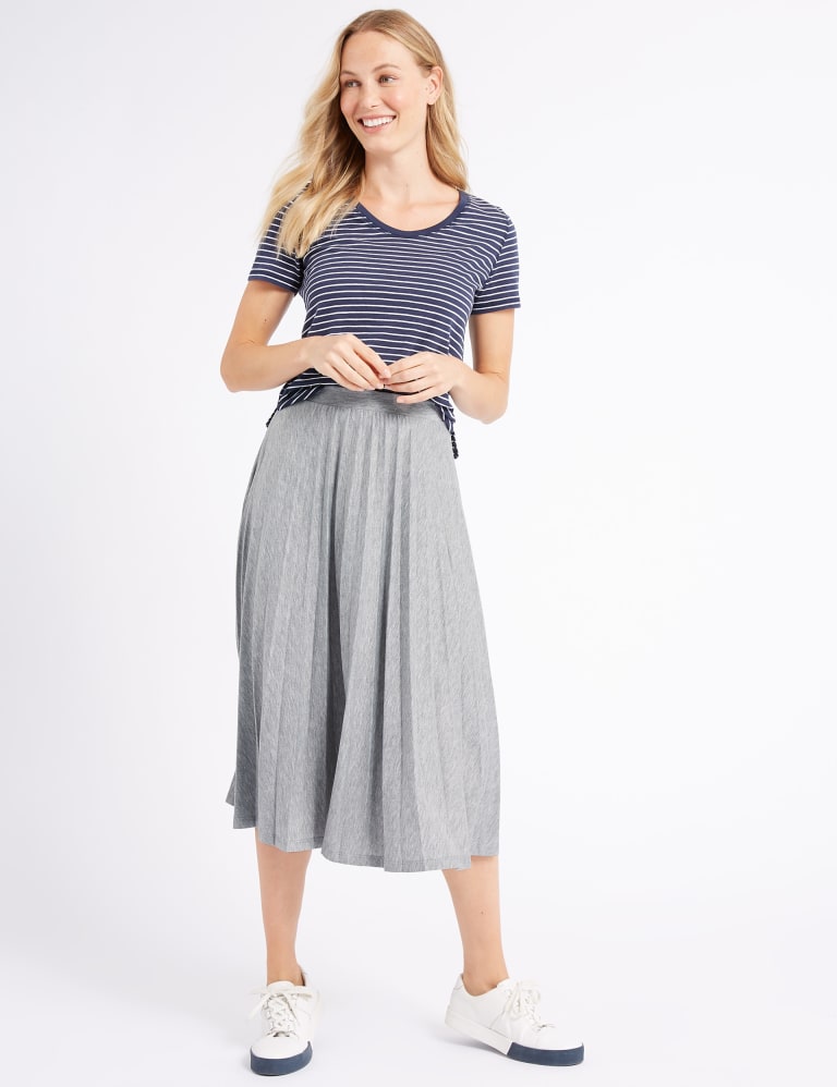 Jersey Pleated Midi Skirt 1 of 5