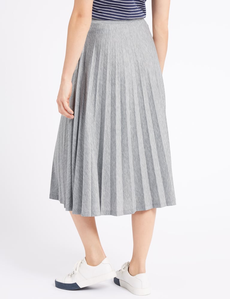 Grey pleated shop jersey midi skirt