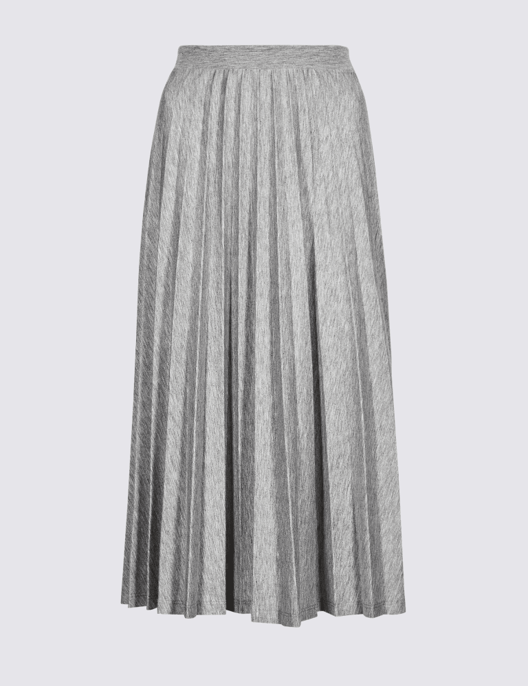 Grey pleated jersey midi clearance skirt