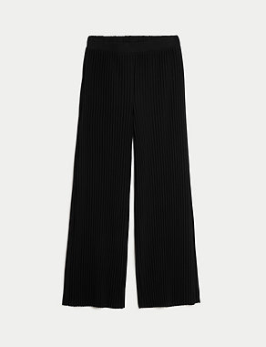 Jersey Plisse Wide Leg Trousers Image 2 of 5