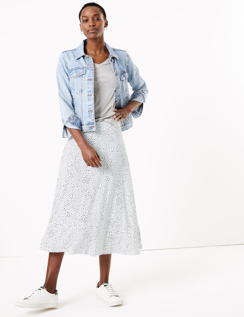 Polka dot a clearance line midi skirt