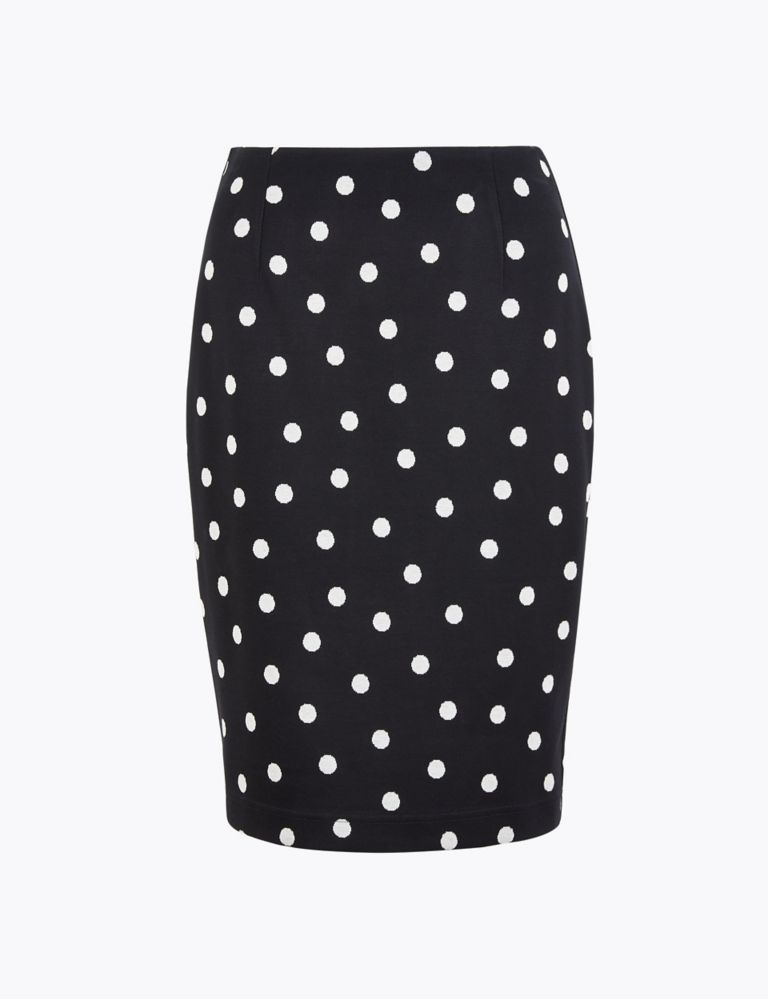Jersey Polka Dot Knee Length Pencil Skirt 1 of 1