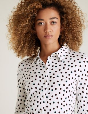 Jersey Polka Dot Long Sleeve Shirt M S Collection M S