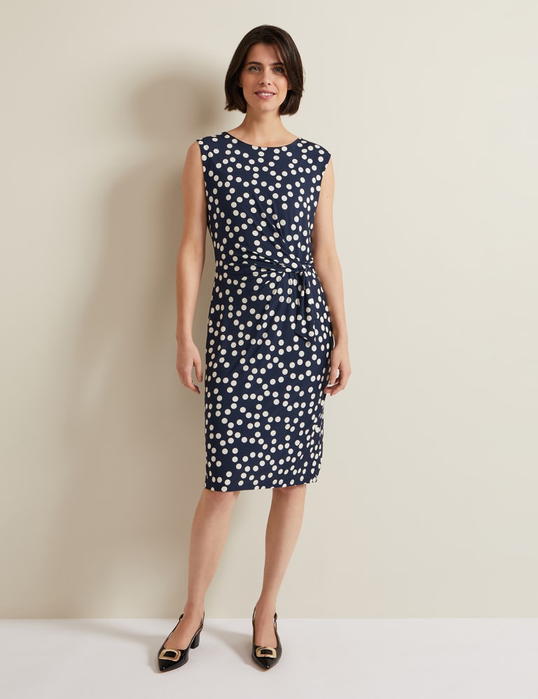 Jersey Polka Dot Midi Shift Dress 1 of 6