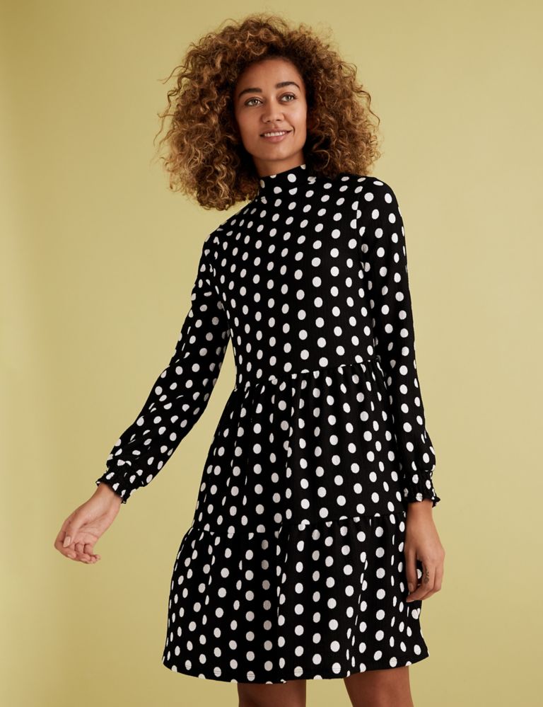 Jersey Polka Dot Mini Tiered Dress 3 of 5