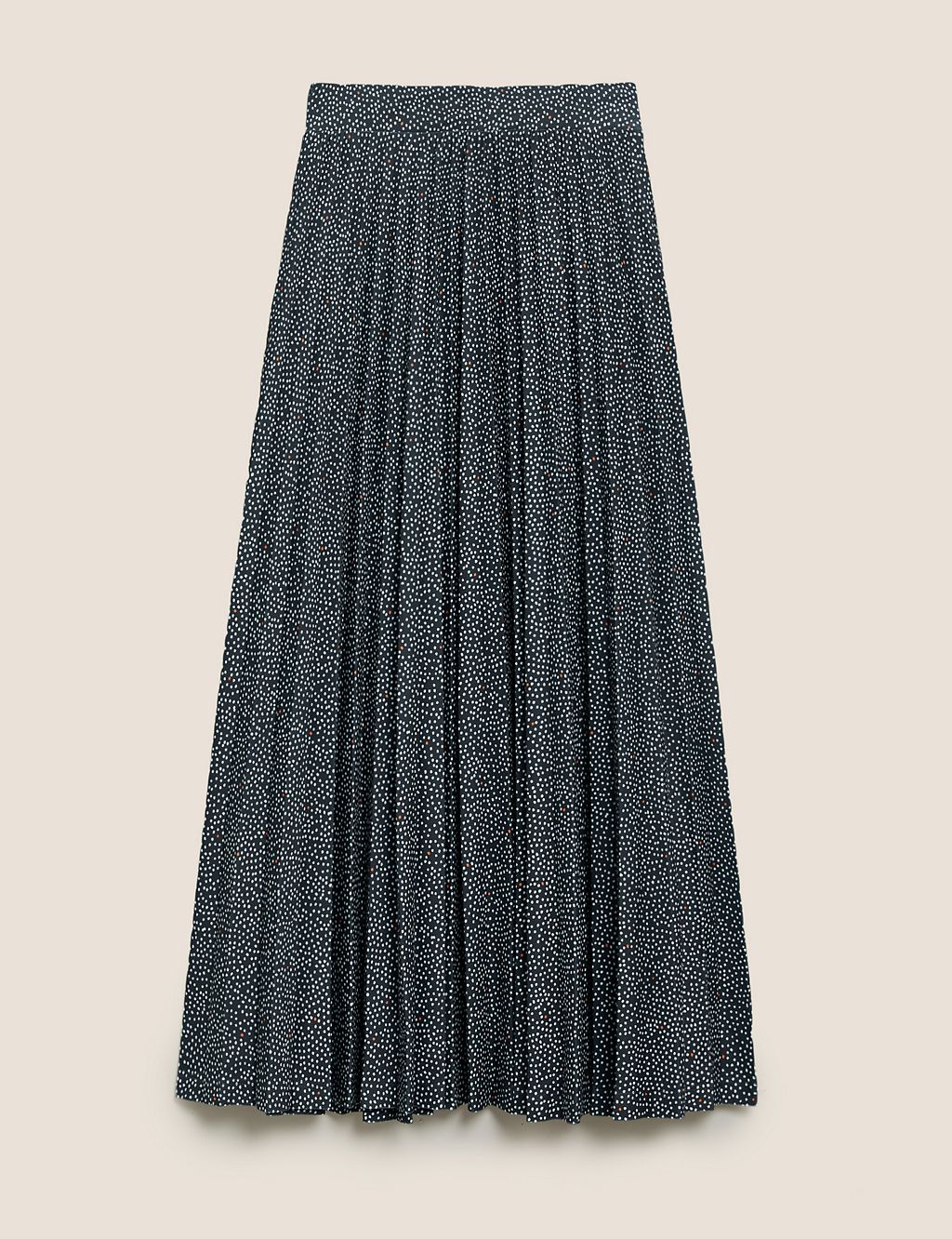 Jersey Polka Dot Pleated Midi A-Line Skirt 1 of 5