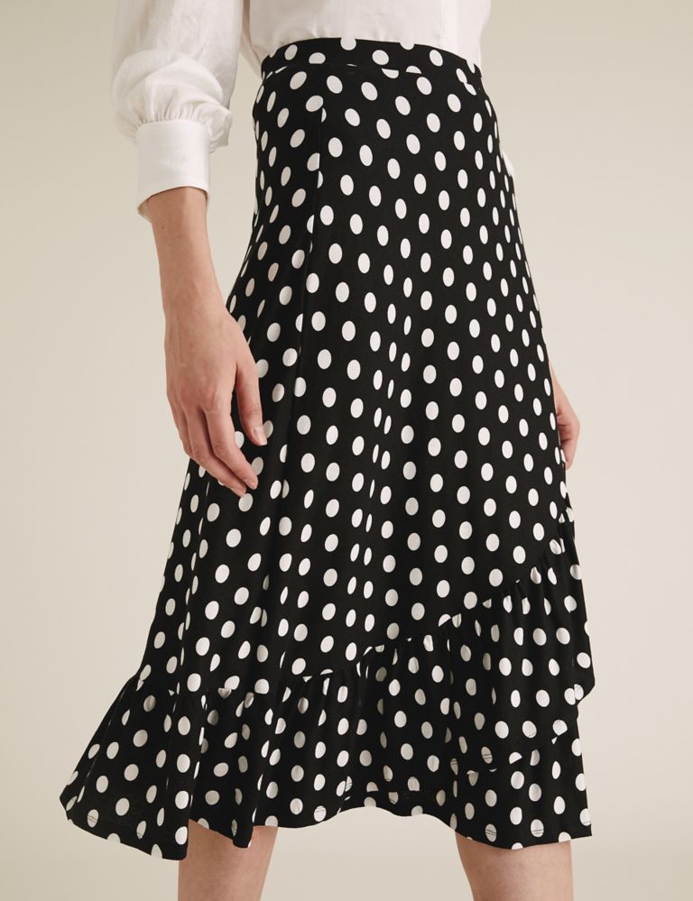 Jersey Polka Dot Ruffle Midi Wrap Skirt | M&S Collection | M&S