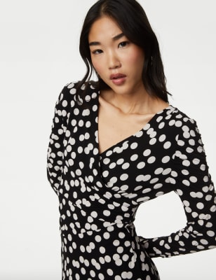 Midi polka dot outlet wrap dress