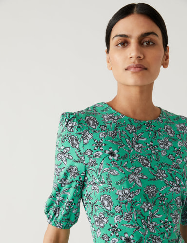 Jersey Printed Belted Midi Tea Dress 1 of 5