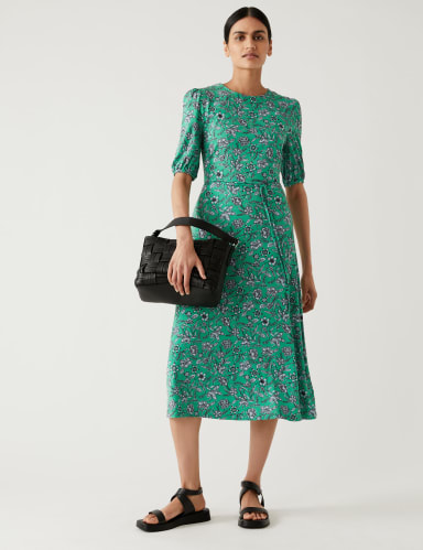 Jersey Printed Belted Midi Tea Dress 3 of 5