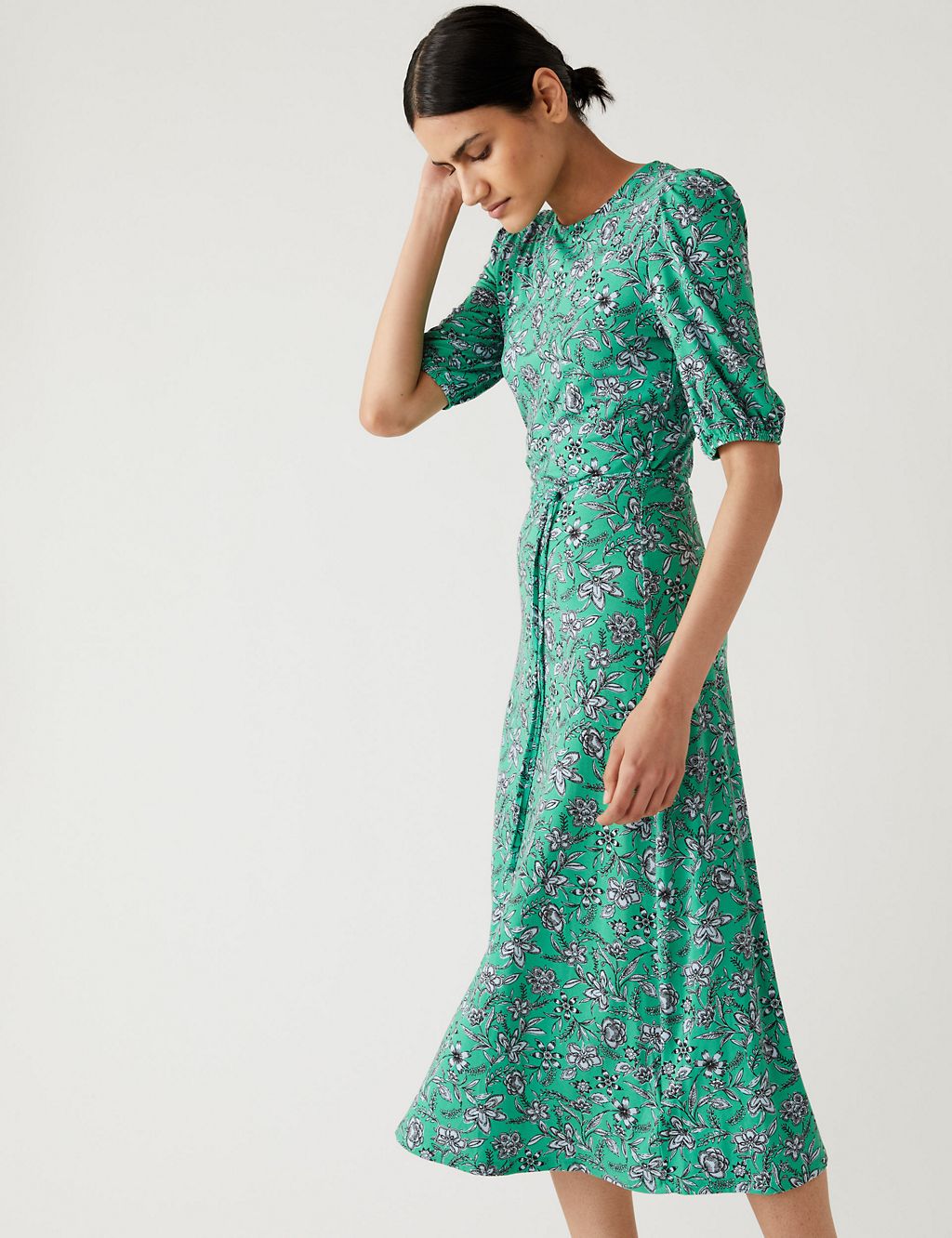 Jersey Printed Belted Midi Tea Dress 4 of 5