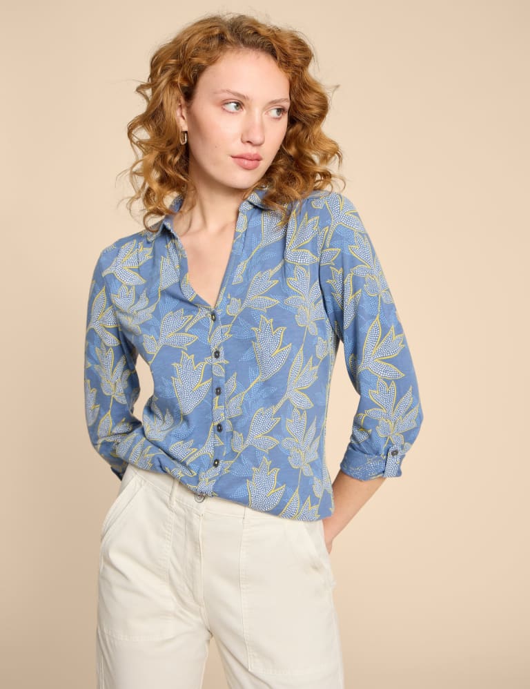 Jersey Printed Collared Shirt White Stuff M S