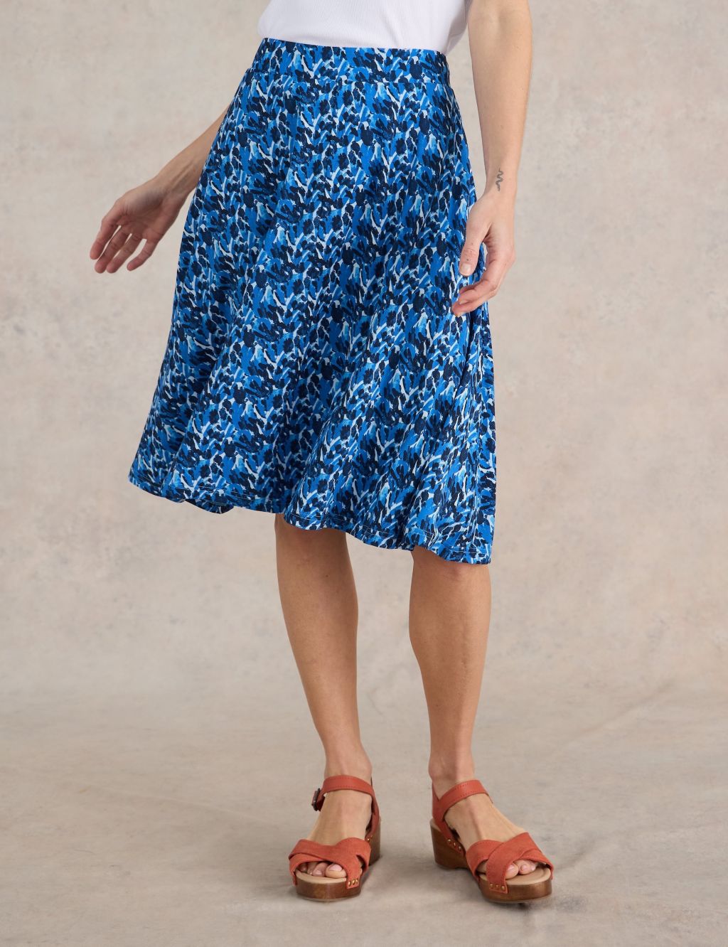 Jersey Printed Knee Length A-Line Skirt 2 of 6