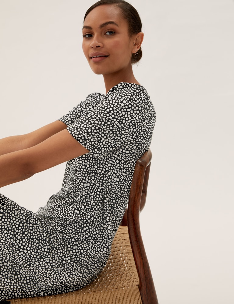 Jersey Printed Knee Length Swing Dress M S Collection M S