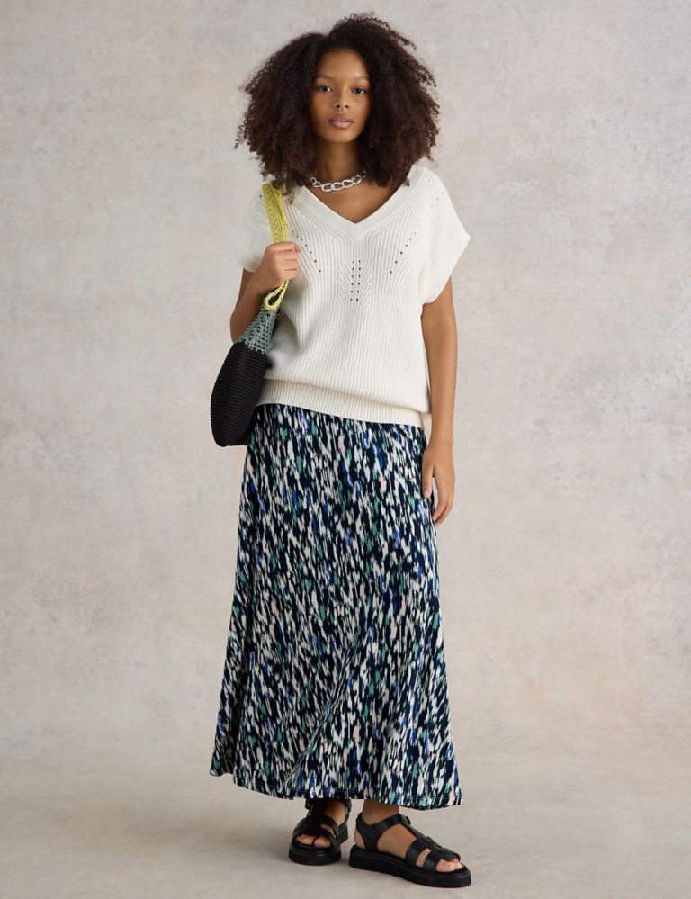 Jersey Printed Maxi A-Line Skirt 1 of 6
