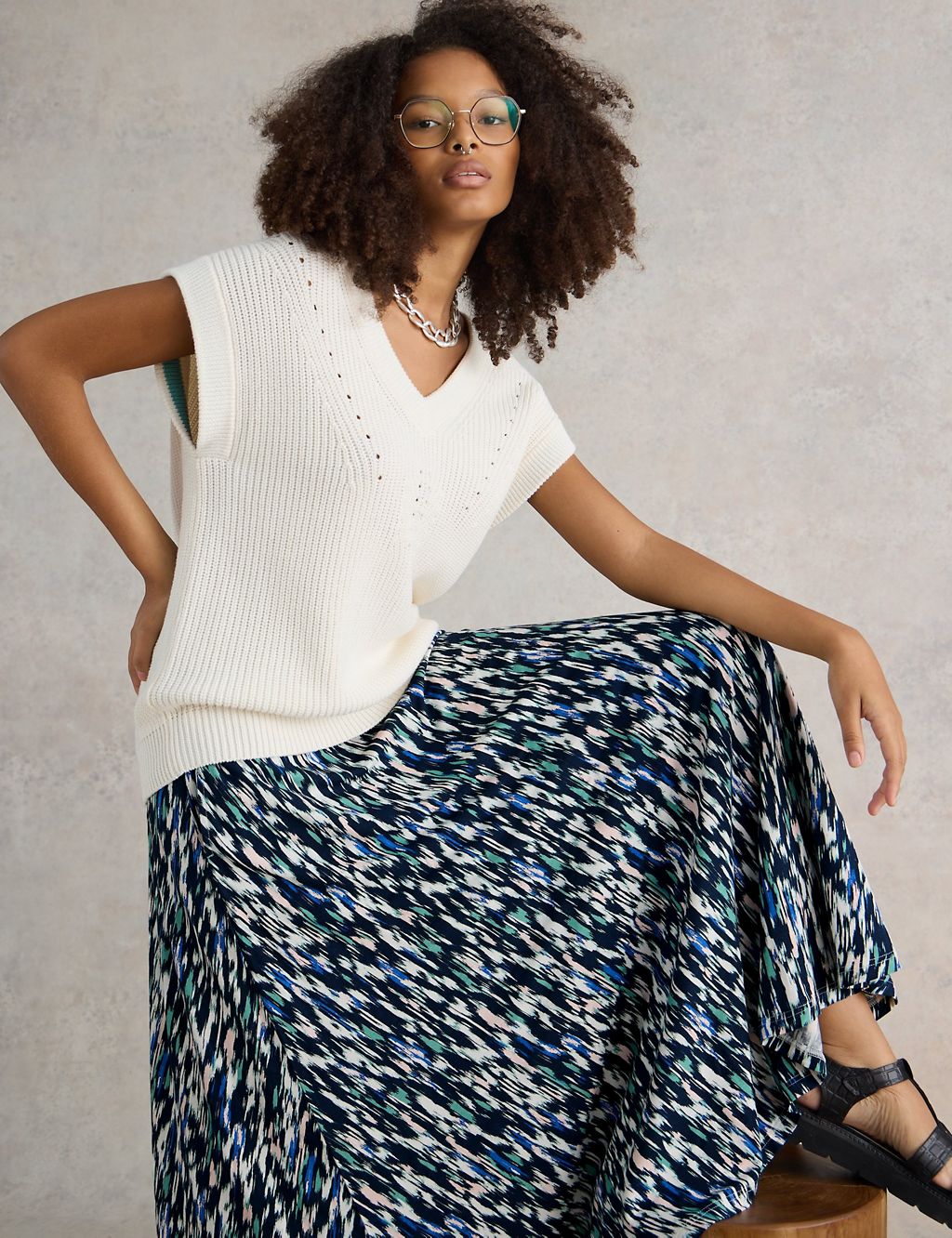 Jersey Printed Maxi A-Line Skirt 4 of 6