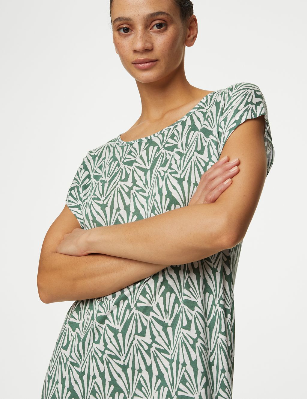Jersey Printed Midi Relaxed Shift Dress 2 of 4