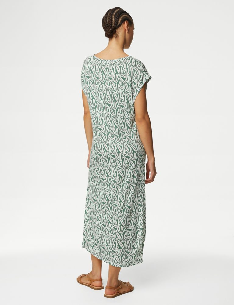 Jersey Printed Midi Relaxed Shift Dress 4 of 4