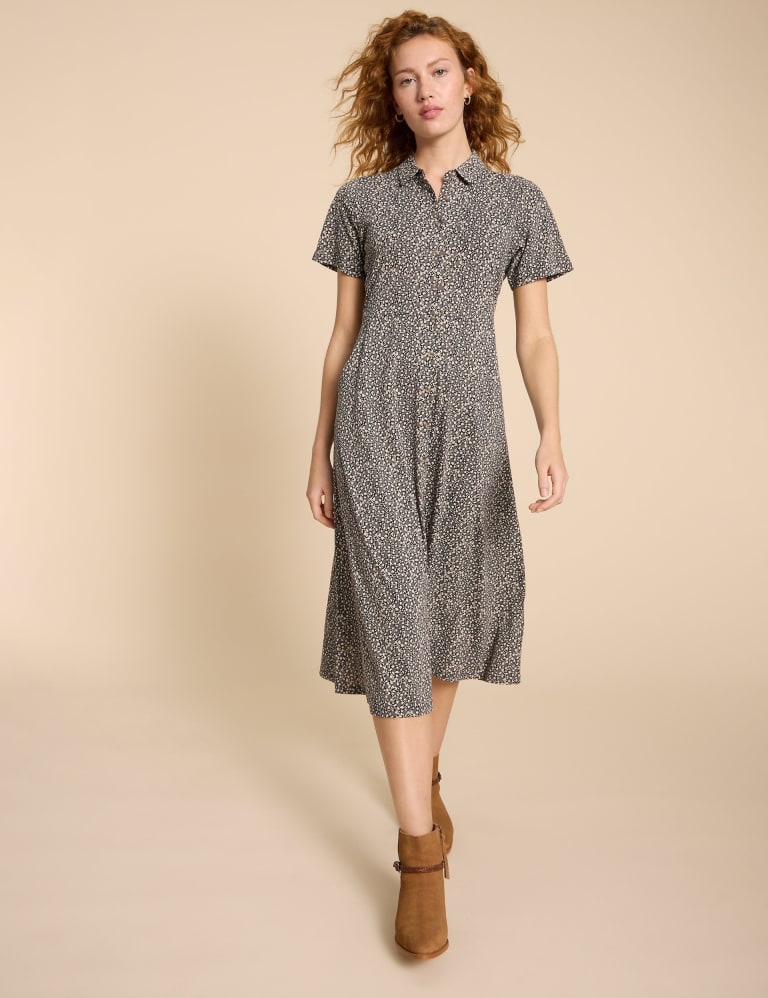 Midi short sleeve shirt dress on sale
