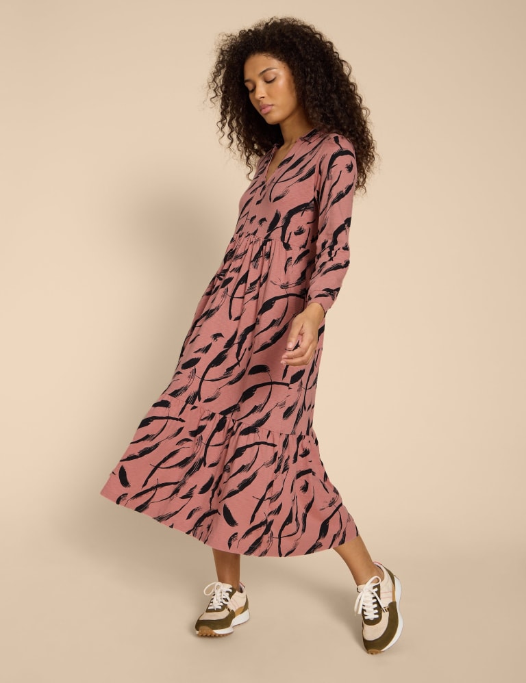 Jersey Printed Midi Shirt Dress 1 of 5