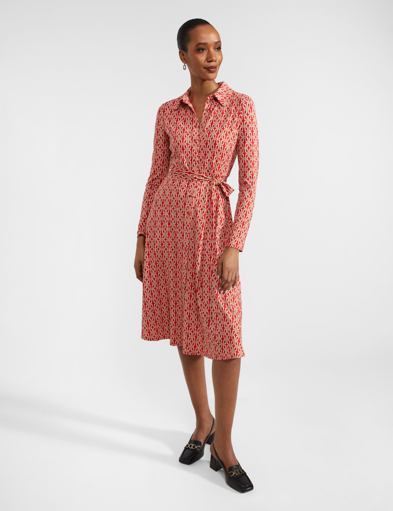 Jersey Printed Midi Shirt Dress 1 of 7