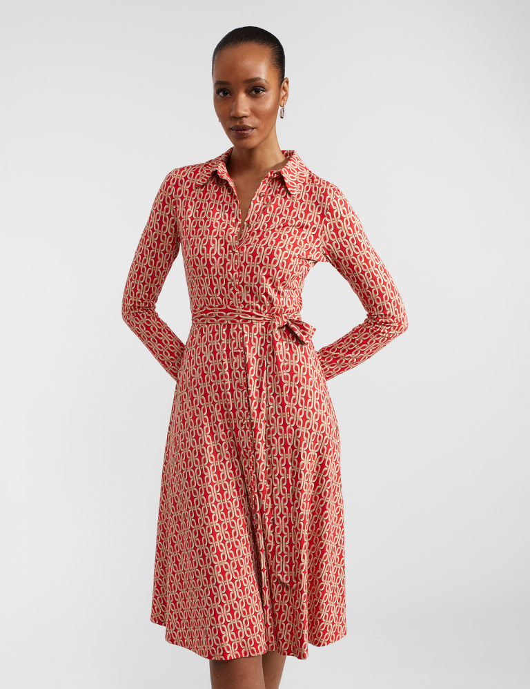 Jersey Printed Midi Shirt Dress 3 of 7