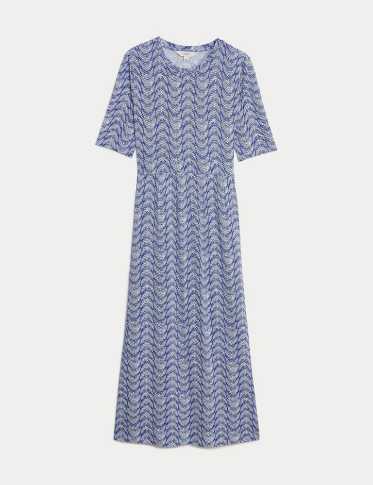 Jersey Printed Midi Waisted Dress 2 of 5