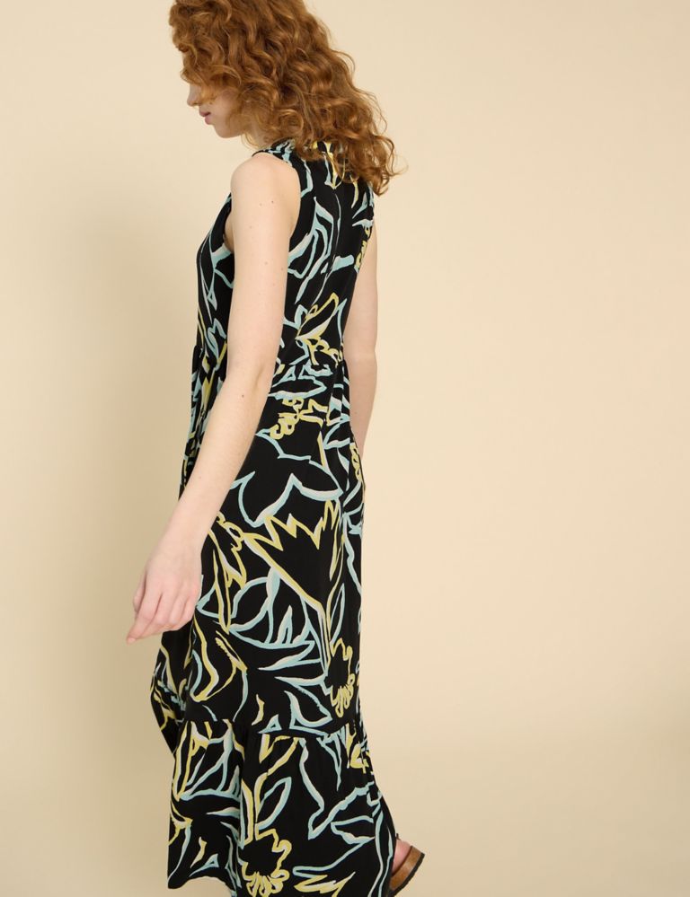 Jersey Printed Notch V-Neck Maxi Tiered Dress 3 of 6