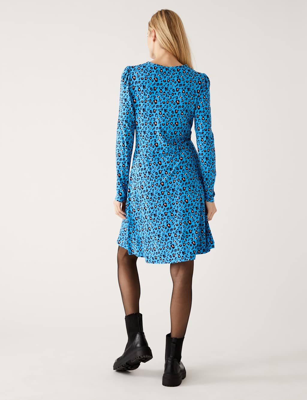 Jersey Printed Round Neck Mini Skater Dress 5 of 5