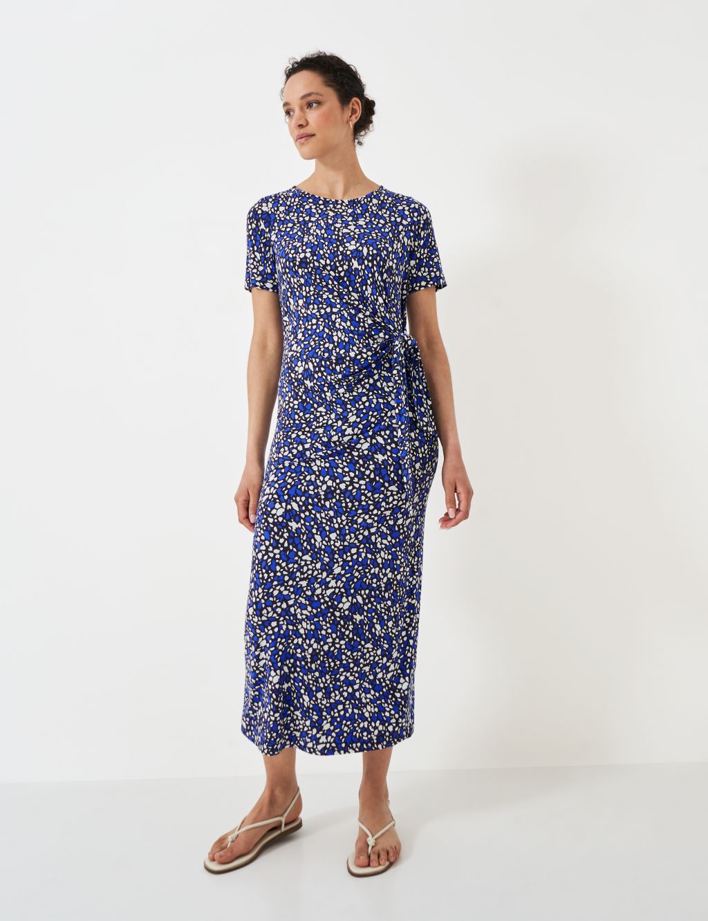 Jersey Printed Tie Front Midi Waisted Dress 2 of 5