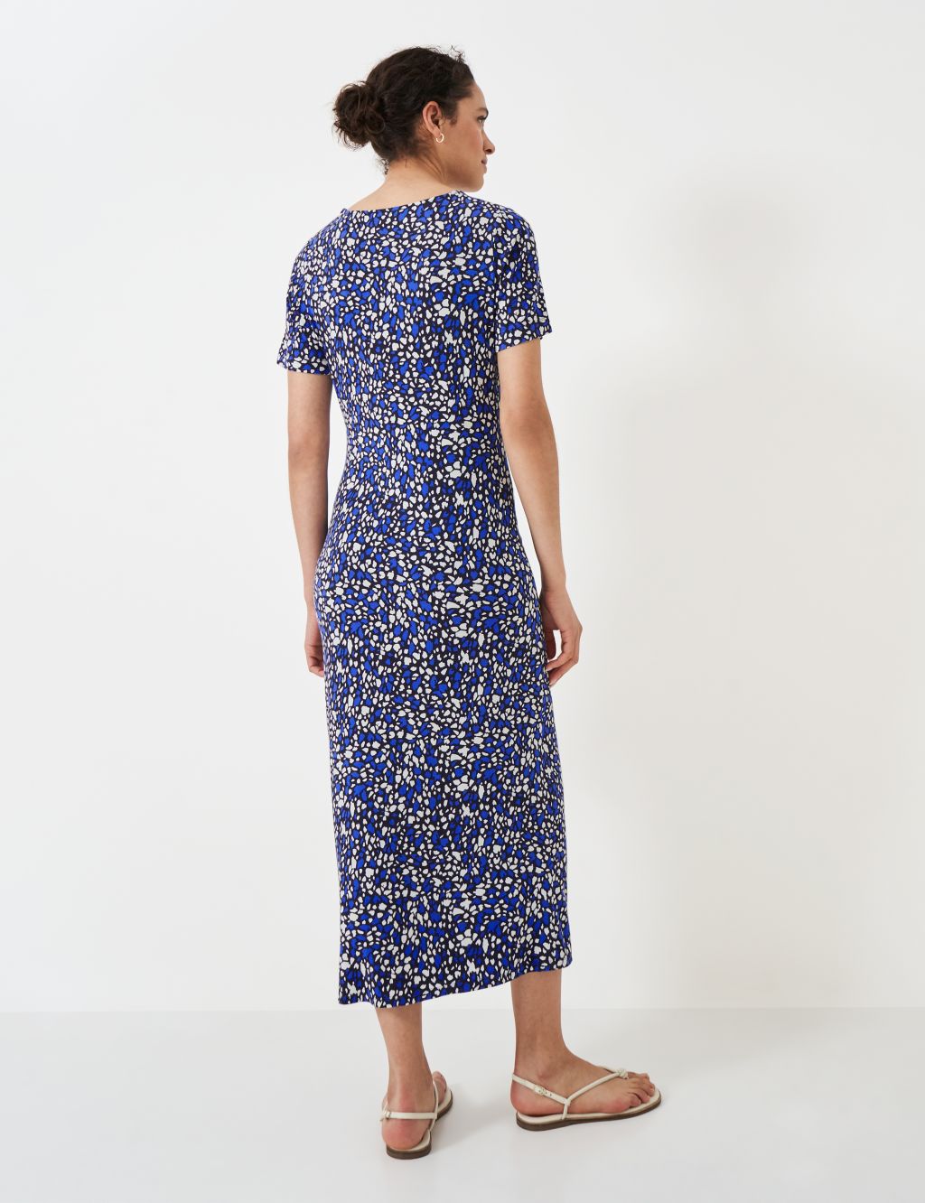 Jersey Printed Tie Front Midi Waisted Dress 4 of 5