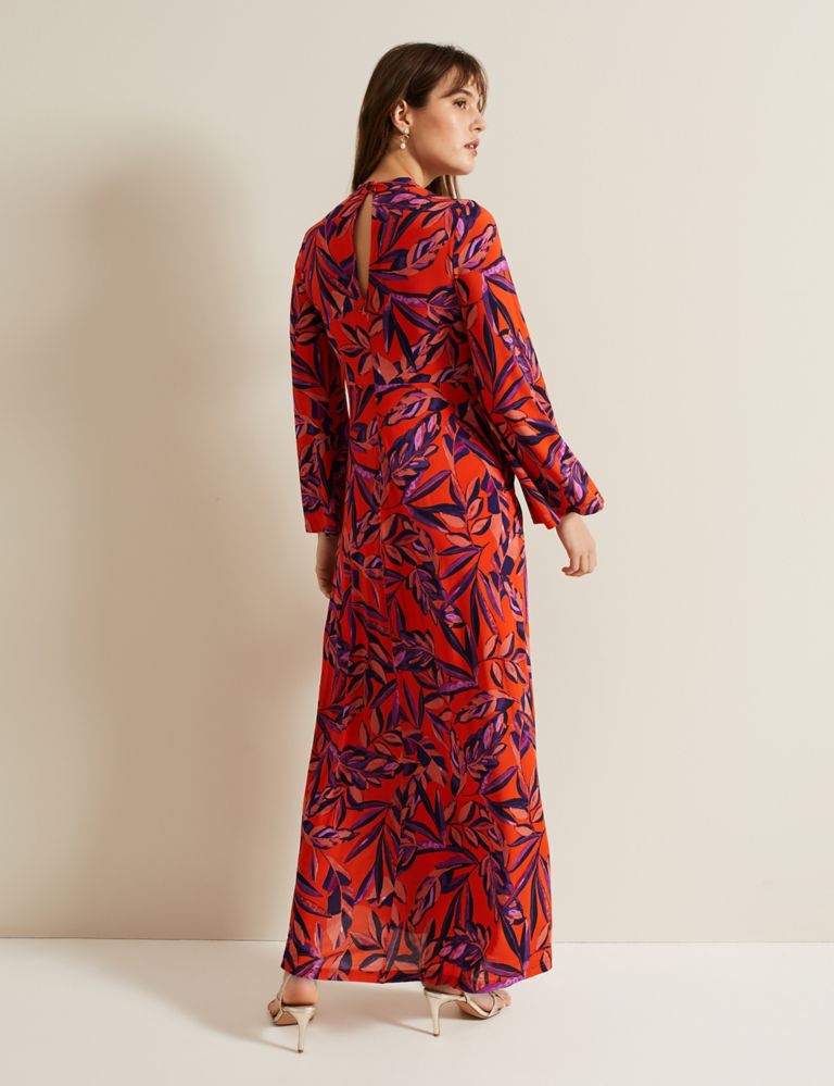 Jersey Printed V-Neck Maxi Waisted Dress 3 of 6