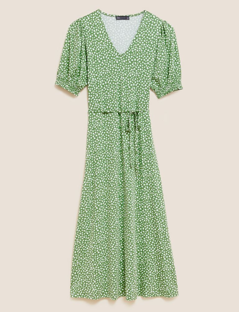 Jersey Printed V-Neck Midi Tea Dress 2 of 6