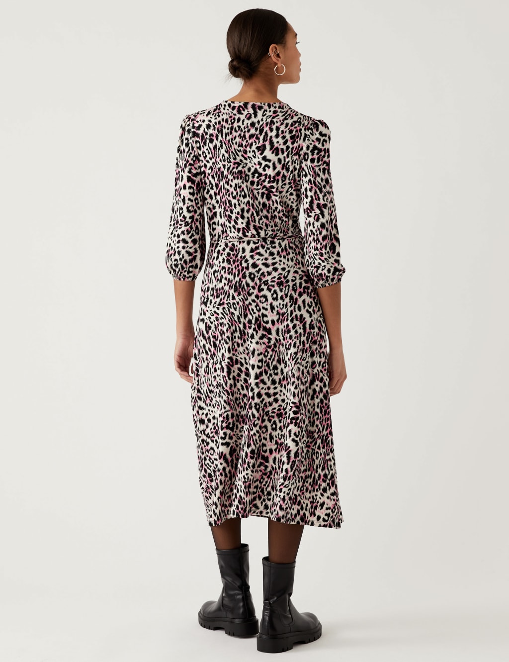 Jersey Printed VNeck Midi Tea Dress M&S Collection M&S