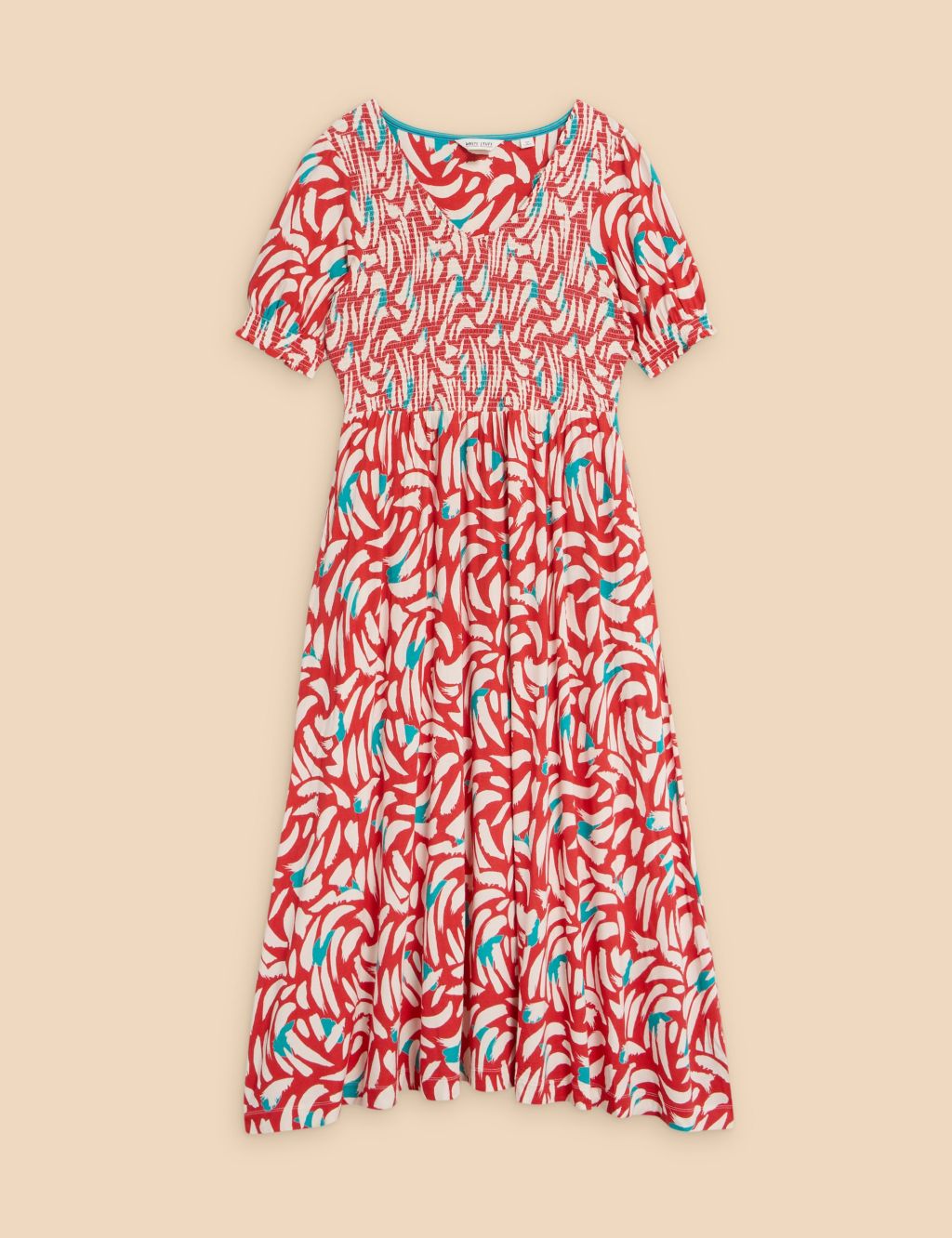 Jersey Printed V-Neck Midi Tea Dress 1 of 6