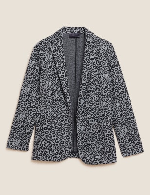 Jersey Relaxed Leopard Print Blazer Image 2 of 5