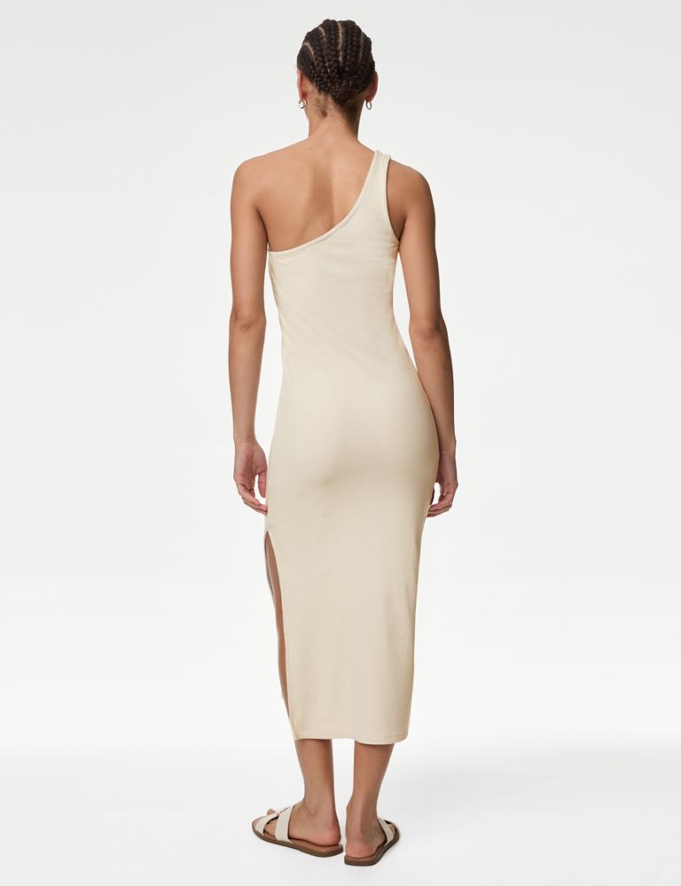 Jersey Ribbed One Shoulder Midi Beach Dress 4 of 4